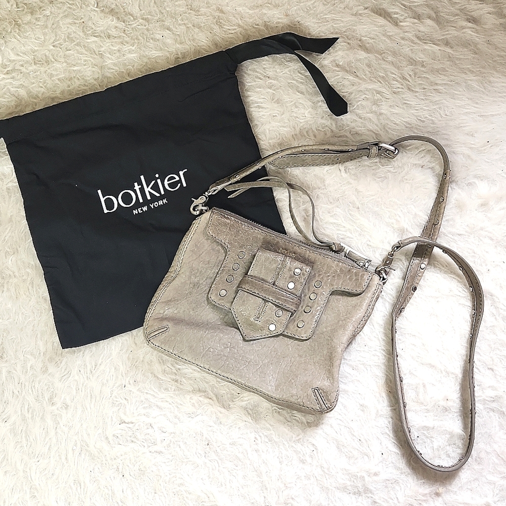 Botkier crossbody bag purse with stud detail - grey leather clutch convertible